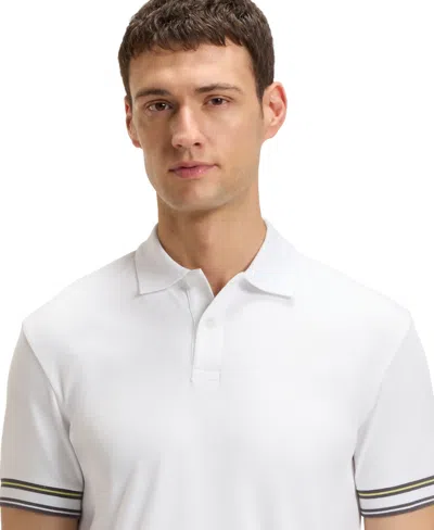 Hugo Boss Slim-fit Polo Shirt In Cotton With Striped Collar