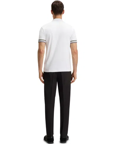 Hugo Boss Slim-fit Polo Shirt In Cotton With Striped Collar