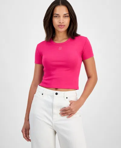Hugo Boss Women's Logo Crewneck Short-sleeve Cropped T-shirt