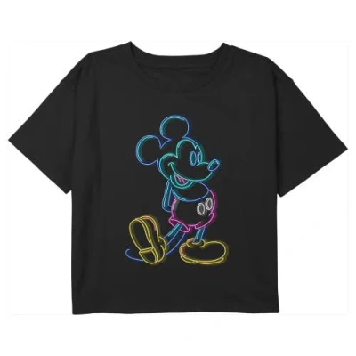 Mickey & Friends Girl's  Neon Mickey  Graphic T-shirt In Black