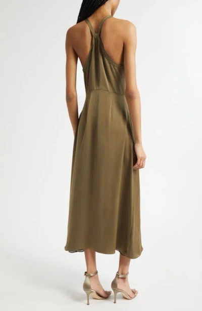 Ramy Brook Cynthia Racerback Satin Shirtdress In Brown