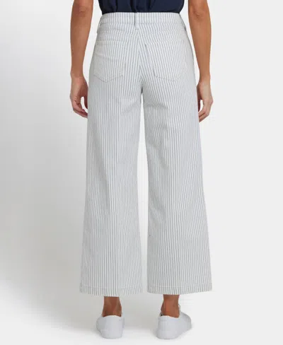 Nydj Teresa Stripe Exposed Button Ankle Wide Leg Jeans In Gray