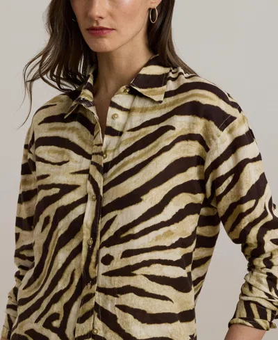 Ralph Lauren Women's Relaxed-fit Zebra-print Linen Shirt