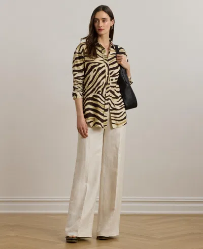 Ralph Lauren Women's Relaxed-fit Zebra-print Linen Shirt