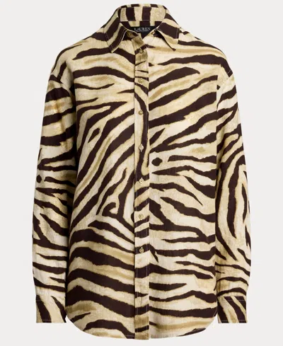 Ralph Lauren Women's Relaxed-fit Zebra-print Linen Shirt