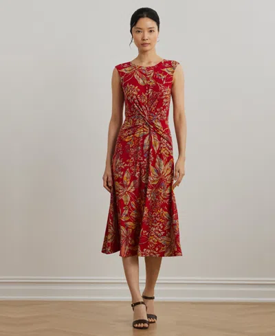 Ralph Lauren Floral Twist-front Stretch Jersey Dress In Multi