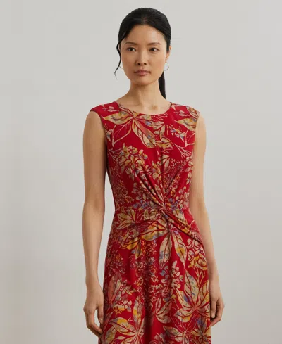 Ralph Lauren Floral Twist-front Stretch Jersey Dress In Multi