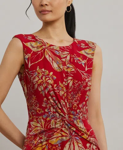 Ralph Lauren Floral Twist-front Stretch Jersey Dress In Multi