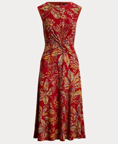 Ralph Lauren Floral Twist-front Stretch Jersey Dress In Multi