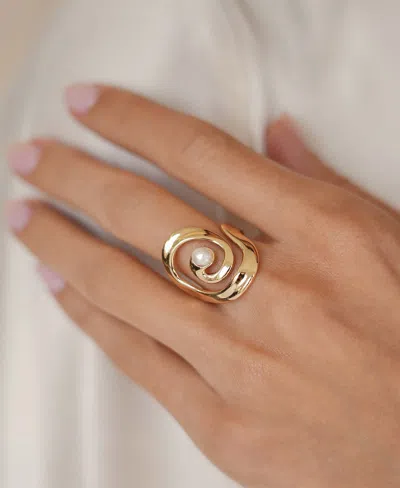 Ettika Aura Swirl Freshwater Pearl Statement Ring
