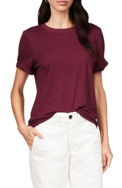 Sanctuary Perfect Roll Sleeve Cotton T-shirt In Burgundy