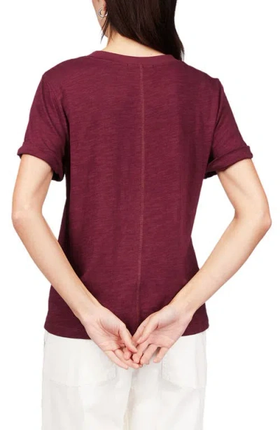 Sanctuary Perfect Roll Sleeve Cotton T-shirt In Burgundy