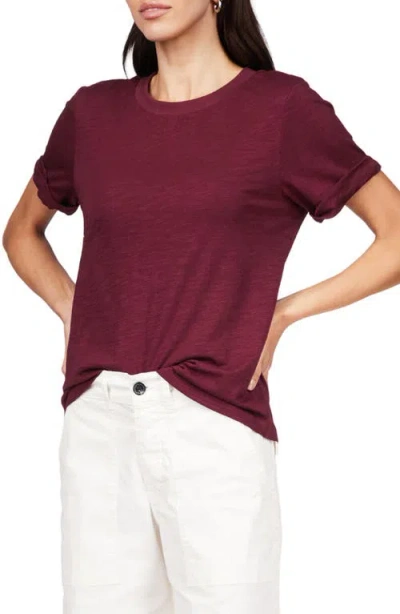 Sanctuary Perfect Roll Sleeve Cotton T-shirt In Burgundy