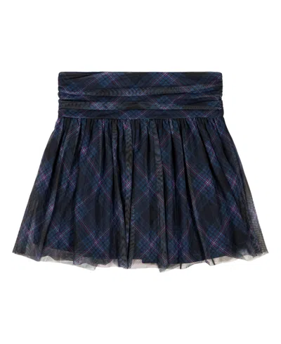 Calvin Klein Clavin Klein Big Girls Plaid Power Mesh Skirt In Blue