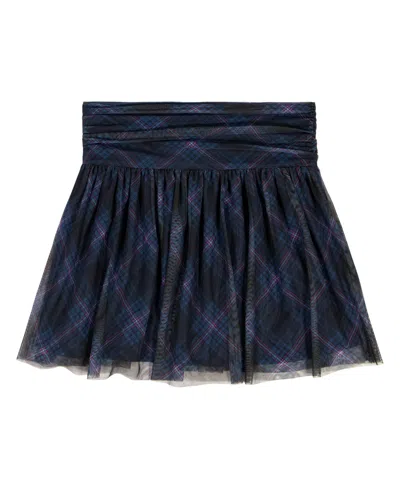 Calvin Klein Clavin Klein Big Girls Plaid Power Mesh Skirt In Blue