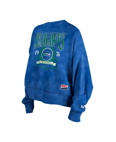New Era Women's Blue Seattle Seahawks Throwback Boxy Sweatshirt