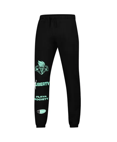 Playa Society Men's And Women's Black New York Liberty Fleece Sweatpants