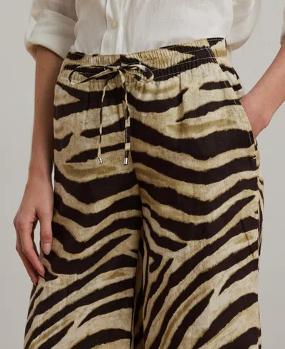 Ralph Lauren Women's Zebra-print Linen Wide-leg Pants