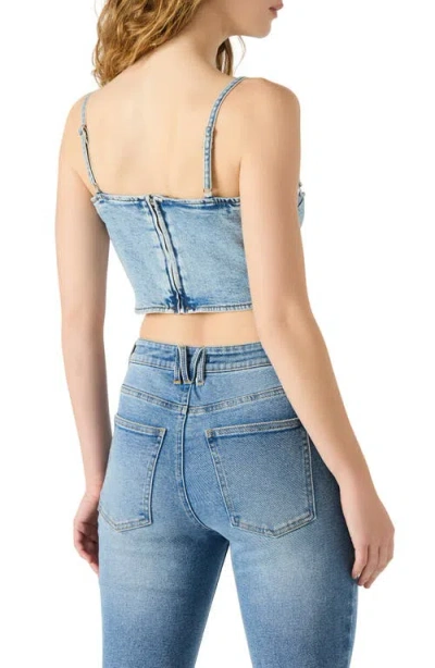 Steve Madden Eras Rhinestone Denim Crop Top In Blue