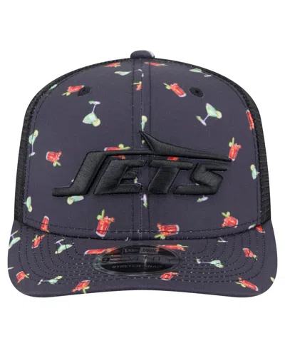 New Era Men'sâ Navy/black New York Jets Adventure Drinks Pattern 9seventy Stretch-snap Hat