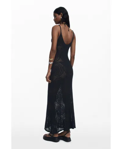 Desigual Open Stitch Sleeveless Dress In Black