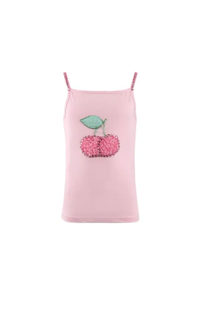 Lola + The Boys Girls' Gem Studded Cherry Tank - Little Kid, Big Kid In Pink