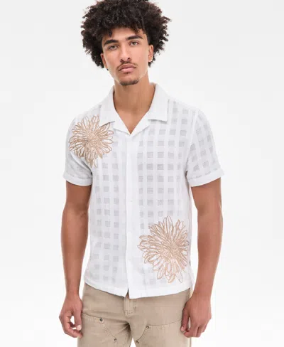 Guess Men's Conrad Regular-fit Embroidered Mesh Check Button-down Shirt
