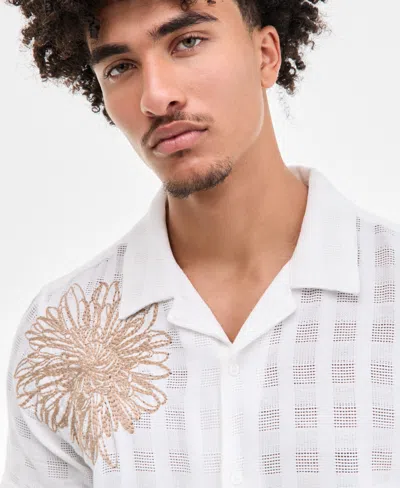 Guess Men's Conrad Regular-fit Embroidered Mesh Check Button-down Shirt