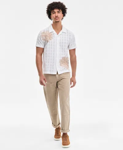 Guess Men's Conrad Regular-fit Embroidered Mesh Check Button-down Shirt