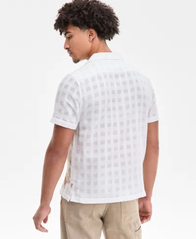 Guess Men's Conrad Regular-fit Embroidered Mesh Check Button-down Shirt