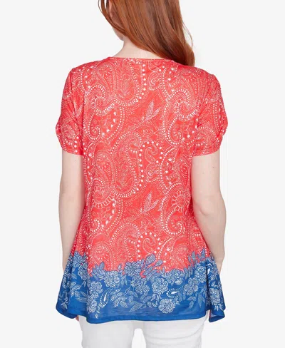 Ruby Rd. Petite Americana Embellished Jersey T-shirt In Red