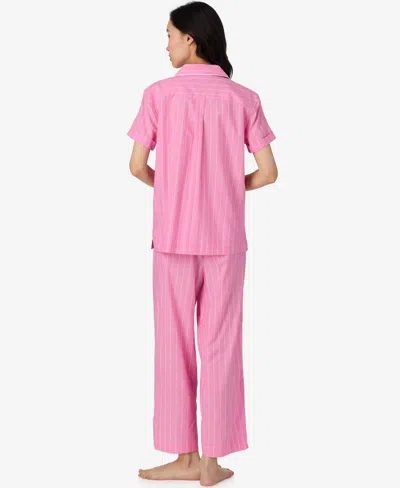 Ralph Lauren Striped Cotton-blend Cropped Sleep Set In Pink