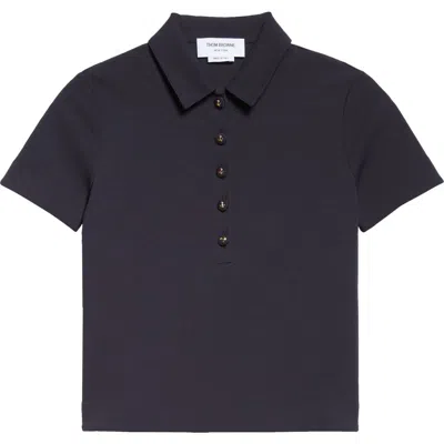 Thom Browne Milano Knit Cotton Polo With Anchor Embossed Buttons