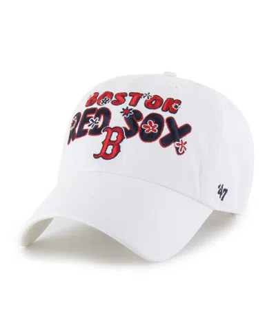47 Brand Women's White Boston Red Sox Flower Power Clean Up Adjustable Hat