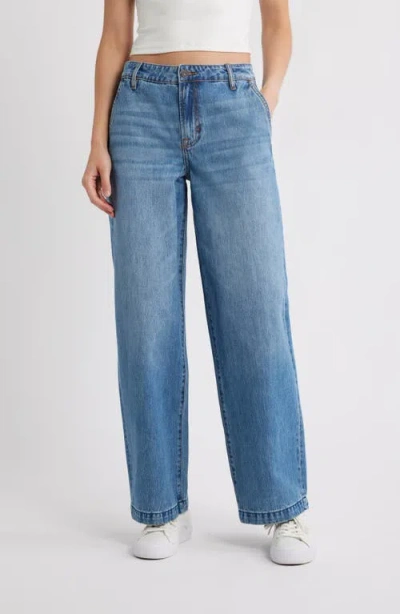 Hidden Jeans Low Rise Baggy Wide Leg Jeans In Blue