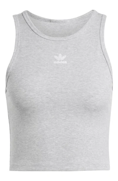 Adidas Originals Adidas Essentials Lifestyle Rib Crop Tank Top In Gray