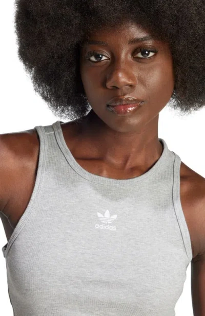 Adidas Originals Adidas Essentials Lifestyle Rib Crop Tank Top In Gray