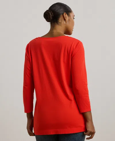 Ralph Lauren Plus Size Cotton Jersey Three-quarter-sleeve Tunic