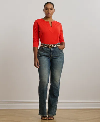 Ralph Lauren Plus Size Cotton Jersey Three-quarter-sleeve Tunic