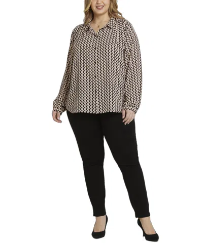 Nydj Plus Size Modern Blouse Point Collar Top