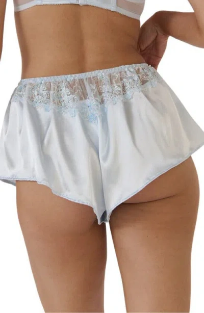 Kat The Label Mandy Lace Trim Satin Tap Shorts In Blue