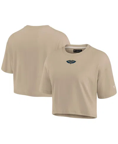 Fanatics Women's Khaki New Orleans Pelicans Elements Super Soft Boxy Cropped T-shirt