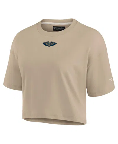 Fanatics Women's Khaki New Orleans Pelicans Elements Super Soft Boxy Cropped T-shirt