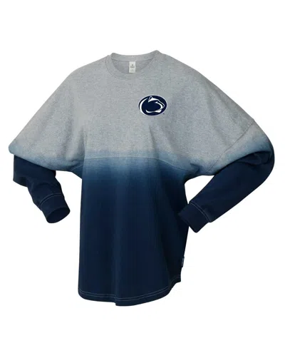Spirit Jersey Men's And Women's Navy/gray Penn State Nittany Lions Ombre Long Sleeve T-shirt