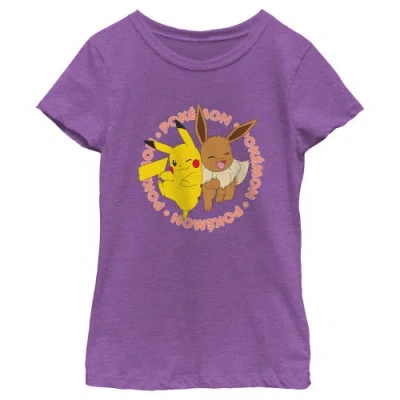 Pokémon Girl's Pokemon Pals Pikachu And Eevee  Graphic T-shirt In Purple