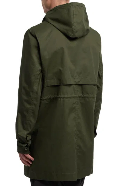 Hunter Downing Coated Cotton Hooded Rain Jacket In Green