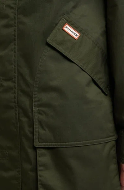 Hunter Downing Coated Cotton Hooded Rain Jacket In Green