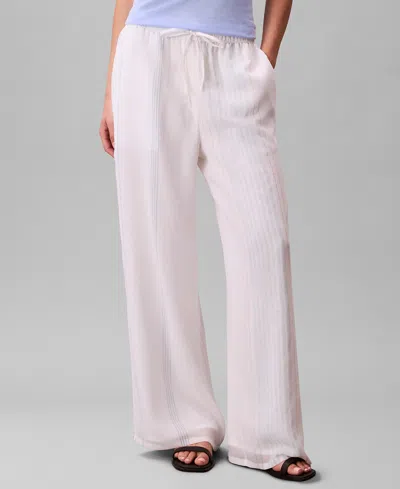 Calvin Klein Women's Multi-stripe Textured Wide-leg Pants