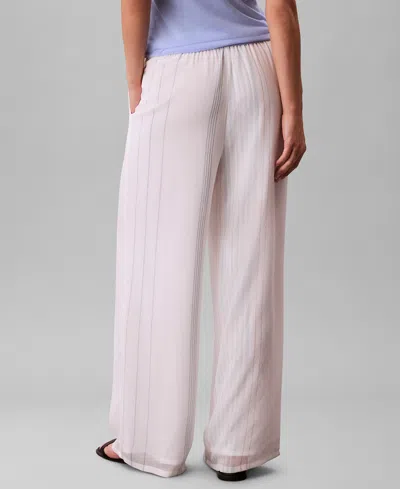 Calvin Klein Women's Multi-stripe Textured Wide-leg Pants