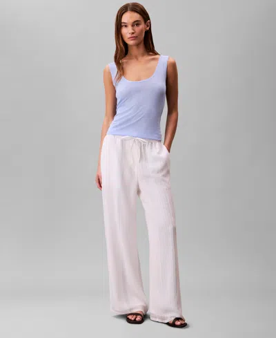 Calvin Klein Women's Multi-stripe Textured Wide-leg Pants